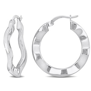 EVERLY JEWELRY | Round Wave Hoop Earrings in Silver – Multiple Metal Color Option - 1 of 4