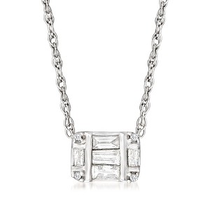 Pure Collection by Ross-Simons 0.12 ct. t.w. Baguette and Round Diamond Cluster Pendant Necklace in Sterling Silver - 1 of 4