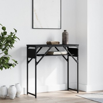 vidaXL Console Table with Shelf Black 29.5 in.x11.8 in.x29.5 in. Engineered Wood