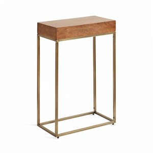 Kate and Laurel Karlsen Wood and Metal Slim Side Table, 16x8x24, Walnut Brown - 1 of 4