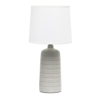 Textured Linear Ceramic Table Lamp Gray - Simple Designs