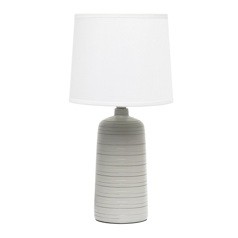 Photos - Floodlight / Garden Lamps Textured Linear Ceramic Table Lamp Gray - Simple Designs