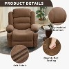 Manual Recliner with 3 Positions, Cup Holders & Pockets. Overstuffed, Breathable Fabric for Living Room, Bedroom, or Office. - 4 of 4