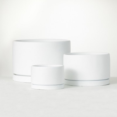 Sullivans 10.5", 8" & 5.25" Ultra-Modern Stone Planter Set of 3, White