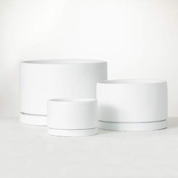 Sullivans 10.5", 8" & 5.25" Ultra-Modern Stone Planter Set of 3, White