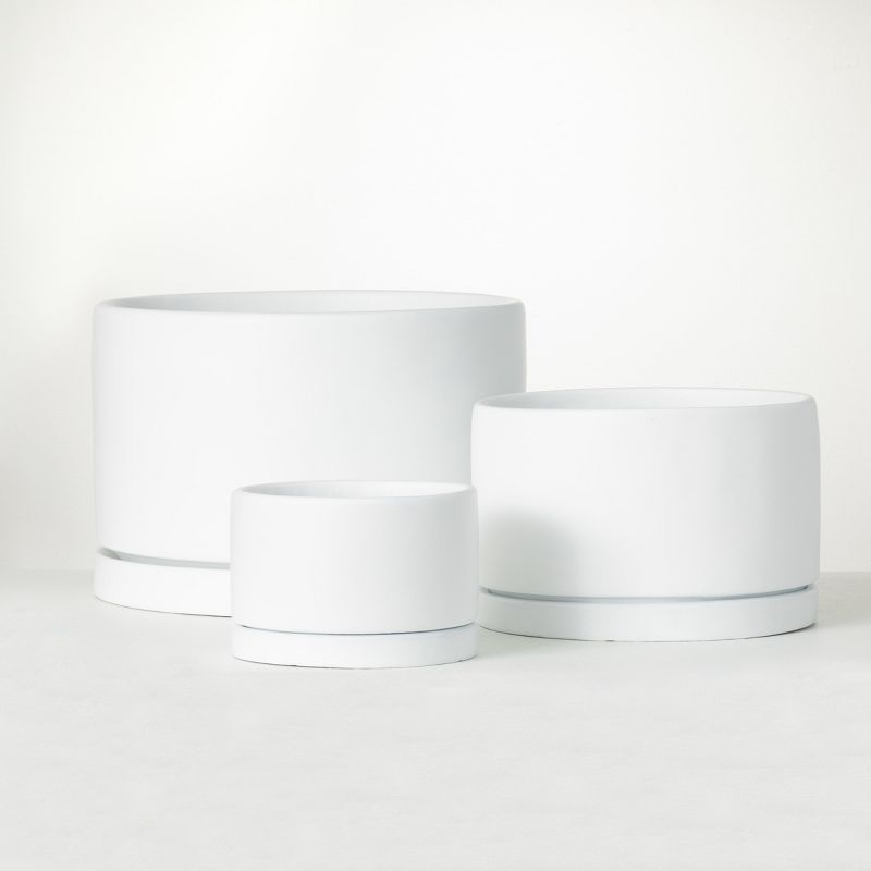 Sullivans 10.5", 8" & 5.25" Ultra-Modern Stone Planter Set of 3, White, 1 of 5