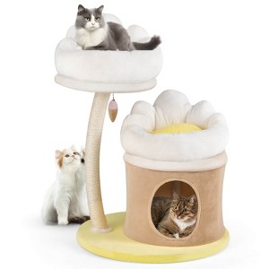 Costway 33" Cat Tree Indoor Cat Tower with Condo Sisal Scratching Post Washable Top Nest - 1 of 4