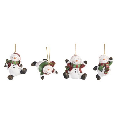 Transpac Resin Snowman w/Striped Scarf Ornament Set of 4 Christmas Home Decorations