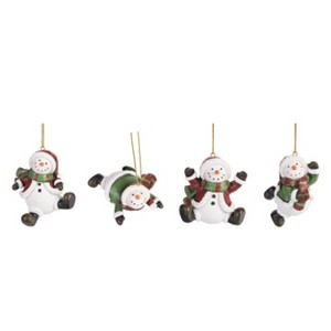 Transpac Resin Snowman w/Striped Scarf Ornament Set of 4 Christmas Home Decorations - 1 of 1