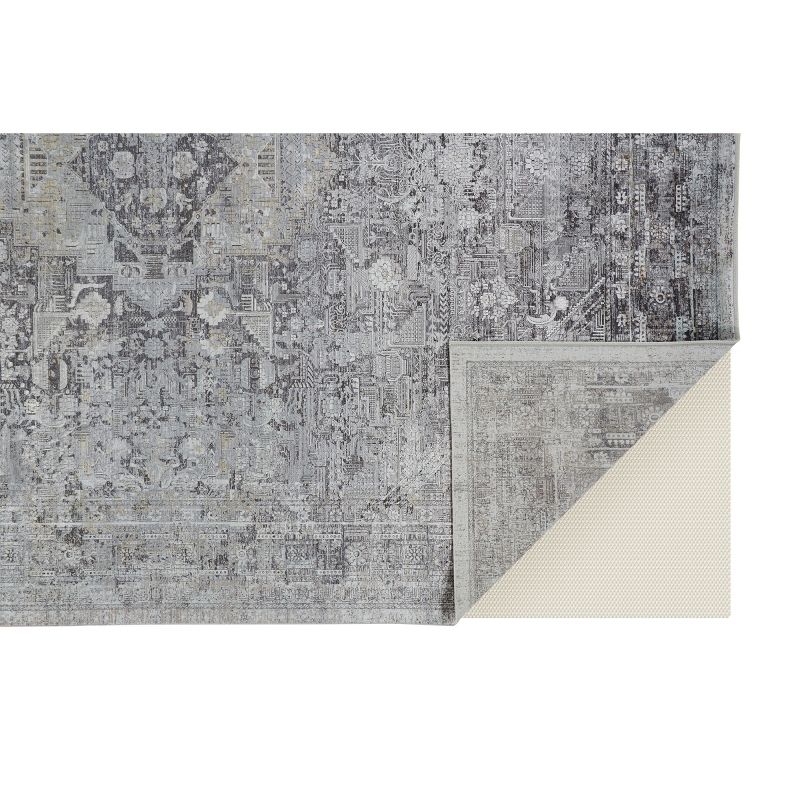 Sarrant Transitional Medallion Gray/Silver/Ivory Area Rug, 4 of 7