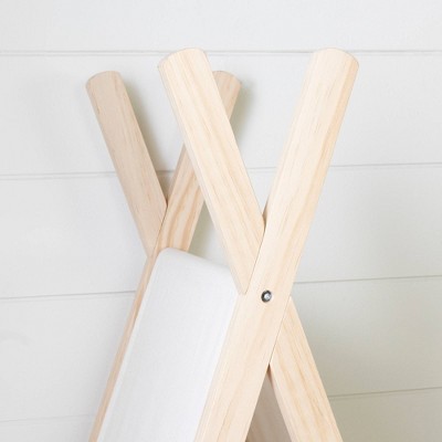 59.25" Natural Pine and White Cotton Teepee Shelving Unit