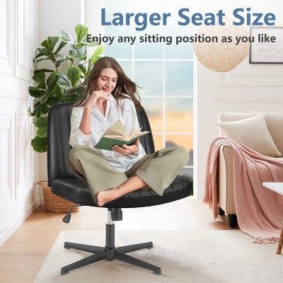 Armless Office Task Chair, Cross Legged Chair, Pipersong Meditation Chair, Armless Swivel Home Office Chair, Adjustable Wide Seat Chair-The Pop Home
