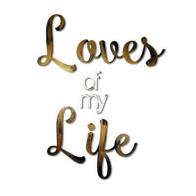 17" x 22" Hand Painted 3D Wall Sculpture Loves Of My Life Bronze and White- Letter2Word