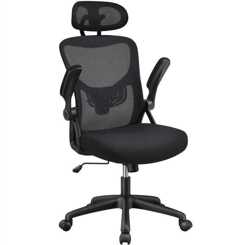 Yaheetech Adjustable High Back Mesh Office Chair with Folding Padded Armrests, 1 of 10