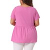 Agnes Orinda Women's Plus Size Square Neck Short Sleeve Ribbed Textured Peplum Babydoll Blouses - 4 of 4