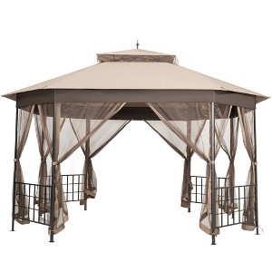 10' x 12' Octagonal Canopy Tent Patio Gazebo Canopy Shelter W/ Mosquito Netting - 1 of 4