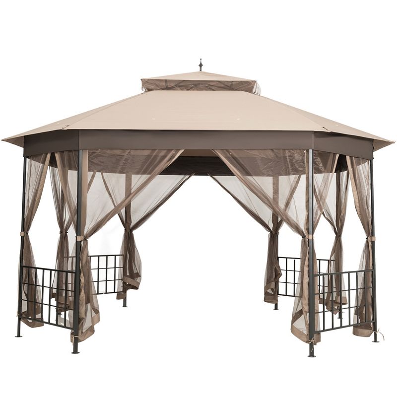 10' x 12' Octagonal Canopy Tent Patio Gazebo Canopy Shelter W/ Mosquito Netting, 1 of 6