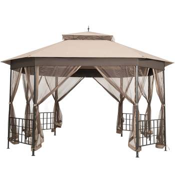 10' x 12' Octagonal Canopy Tent Patio Gazebo Canopy Shelter W/ Mosquito Netting