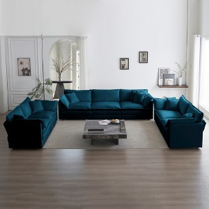 GDFStudio Kelsen Mid-century Modern 3 Piece Chenille Upholstered Sofa Set with Pillows - 1 of 4