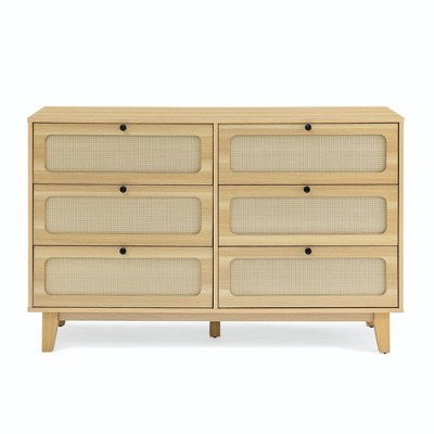 NicBex Rattan Dresser with 6 Drawers