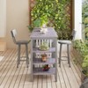 Hooseng 3-Piece Dining Room Table Set with 2 Upholstered Bar Stools, Modern Farmhouse Style Bar Table Set for 2 with Multiple Tier Storage Shelves - 4 of 4
