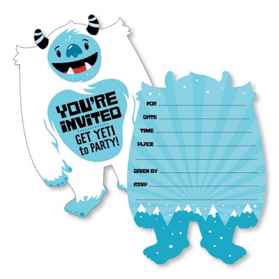 Big Dot of Happiness Yeti to Party - Shaped Fill-In Invites - Abominable Snowman Party or Birthday Party Invitation Cards with Envelopes - Set of 12