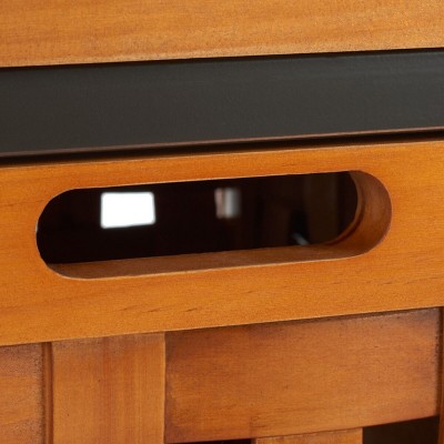 Filbert Brown Transitional Wooden Storage Bench with Iron Frame