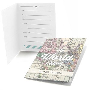 Big Dot of Happiness World Awaits - Travel Themed Party Fill In Invitations (8 count) - 1 of 4