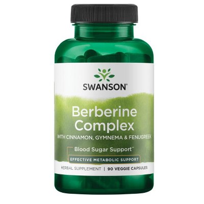Swanson Berberine Complex with Cinnamon, Gymnema & Fenugreek, Supports Cardiovascular Health & Blood Sugar Metabolism, 90 Veg Capsules.