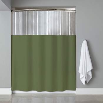 Heavy Duty Vinyl Shower Curtain See Through Top, 10-Gauge, by Sweet Home Collection™