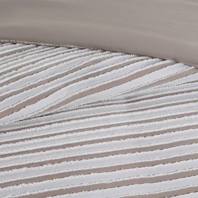 Taupe and Greige Jacquard King Duvet Cover Set