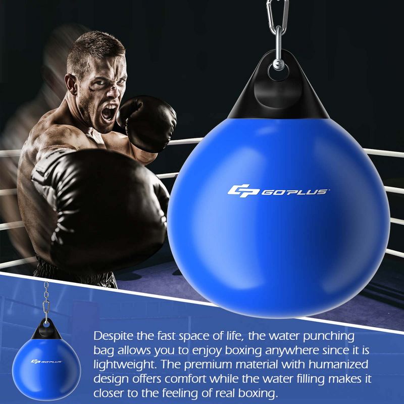 Costway Water Punching Bag 21" 180 Pound Heavy Punching Bag with Adjustable Metal Chain Blue/Black/White, 5 of 11
