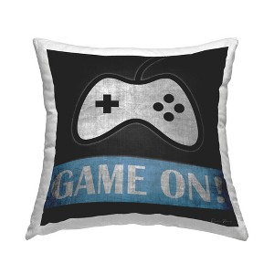 Stupell Industries Game On Gamer Phrase Retro Distressed Controller Printed Pillow, 18 x 18 - 1 of 3