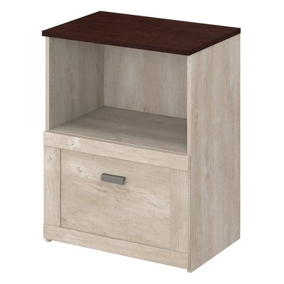 Townhill File Cabinet Washed Gray and Madison Cherry - Bush Furniture