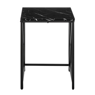 Modern Faux Marble and Black Metal Nesting End Table Set
