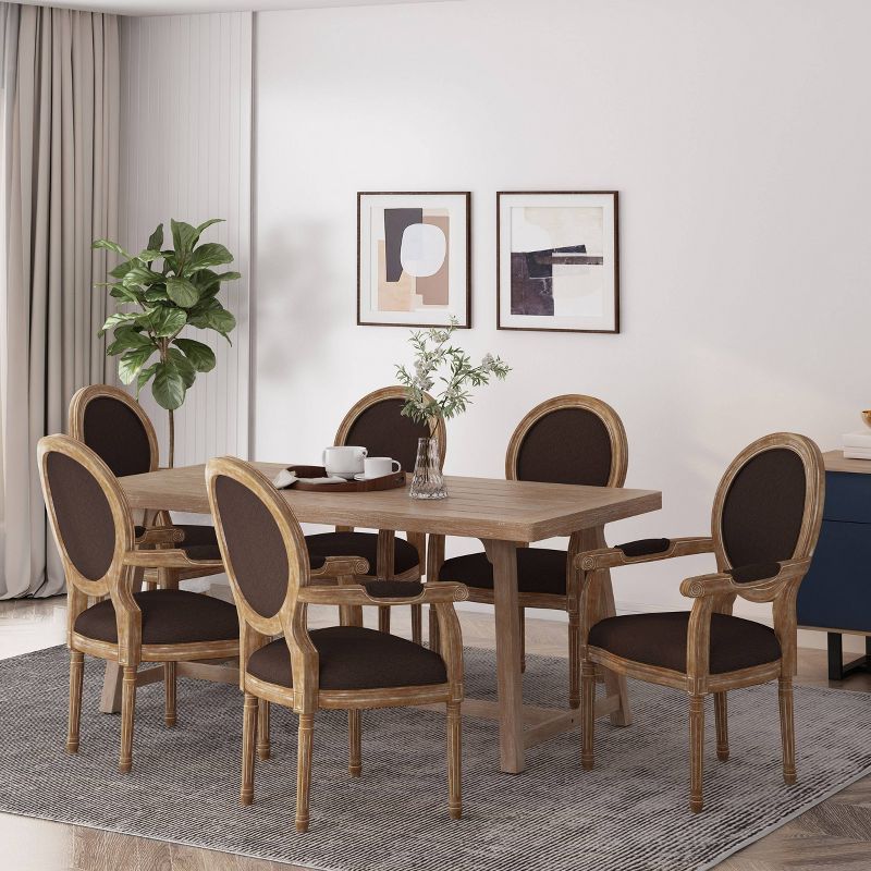 Set of 6 Judith French Country Wood Upholstered Dining Chairs - Christopher Knight Home, 3 of 14