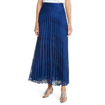 Armani Womens Pleated Maxi Skirt, Blue, 44