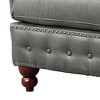 Royal Hampton 34 Inch Square Ottoman, Handcrafted Legs, Gray Vegan Faux Leather - 4 of 4