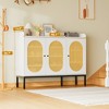 Garvee Rattan Shoe Cabinet with 3 Doors, Freestanding Shoe Organizer with Large Storage Space for Entryway, Hallway, Living Room - 3 of 4