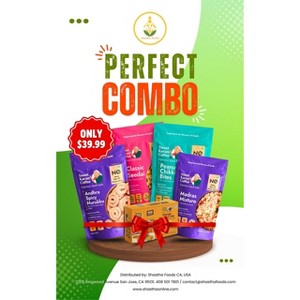 Shastha Sweet Karam Coffee Combo F - Andhra Spicy Murukku , Seedai ,Madras Mixture , Peanut Chikki Bites , Mango Mysore Paku - Pack of 5 , Total 820gm - 1 of 1