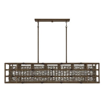 Treviso Grapevine 6-Light Linear Chandelier with Bamboo Cage