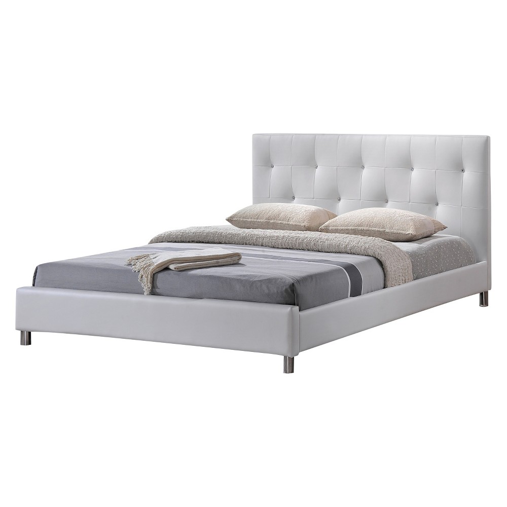 Barbara Modern Bed with Crystal Button Tufting White (Full) - Baxton Studio was $409.99 now $307.49 (25.0% off)