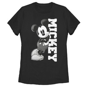 Women's Mickey & Friends Black and White Mickey Mouse T-Shirt - 1 of 4