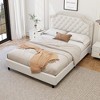 King Size Upholstered Bed with Ruched and Button Tufted Headboard - 3 of 4