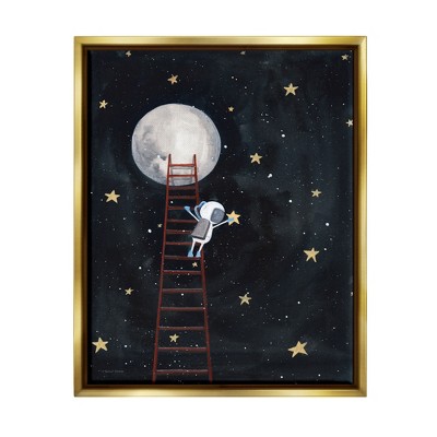 Stupell Industries Astronaut Hanging Stars Outer Space Ladder to Moon