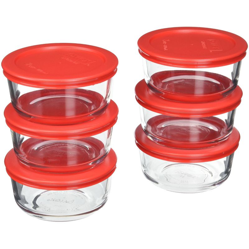 Pyrex 1-cup Storage Containers (Pack of 6) - Total 12-Piece Value Pack, 2 of 6