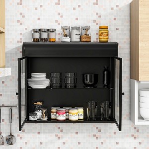 GDFStudio Eve Modern 27.55'' Wall-Mounted Storage Cabinet with 2 Tempered Glass Doors and Shelves - 1 of 4
