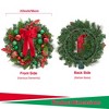 2 Inch Large Outdoor Christmas Wreath, Lighted Xmas Wreath with Red Green Ball Ornaments Velvet Bow and 30 LED Lights for Window Holiday Decor - 3 of 4