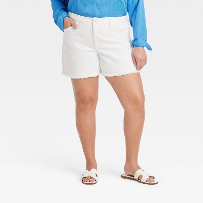 Women's Mid-Rise Jean Shorts - Ava & Viv™ White 16