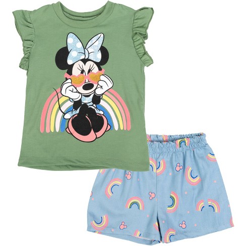 Disney Minnie Mouse Rainbow Infant Baby Girls Tank Top And Shorts Green ...